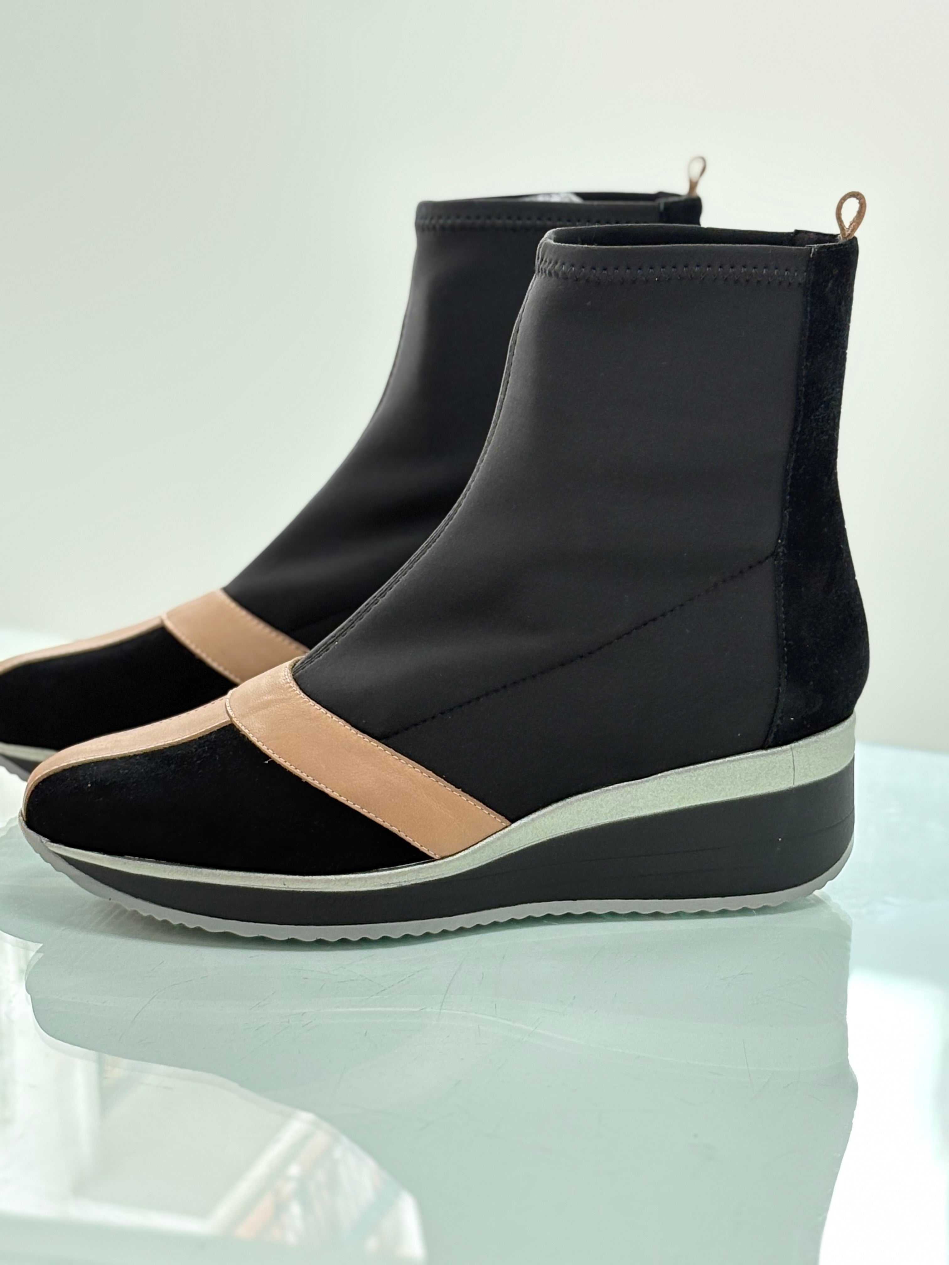 Dibia - Botín negro camel - licra