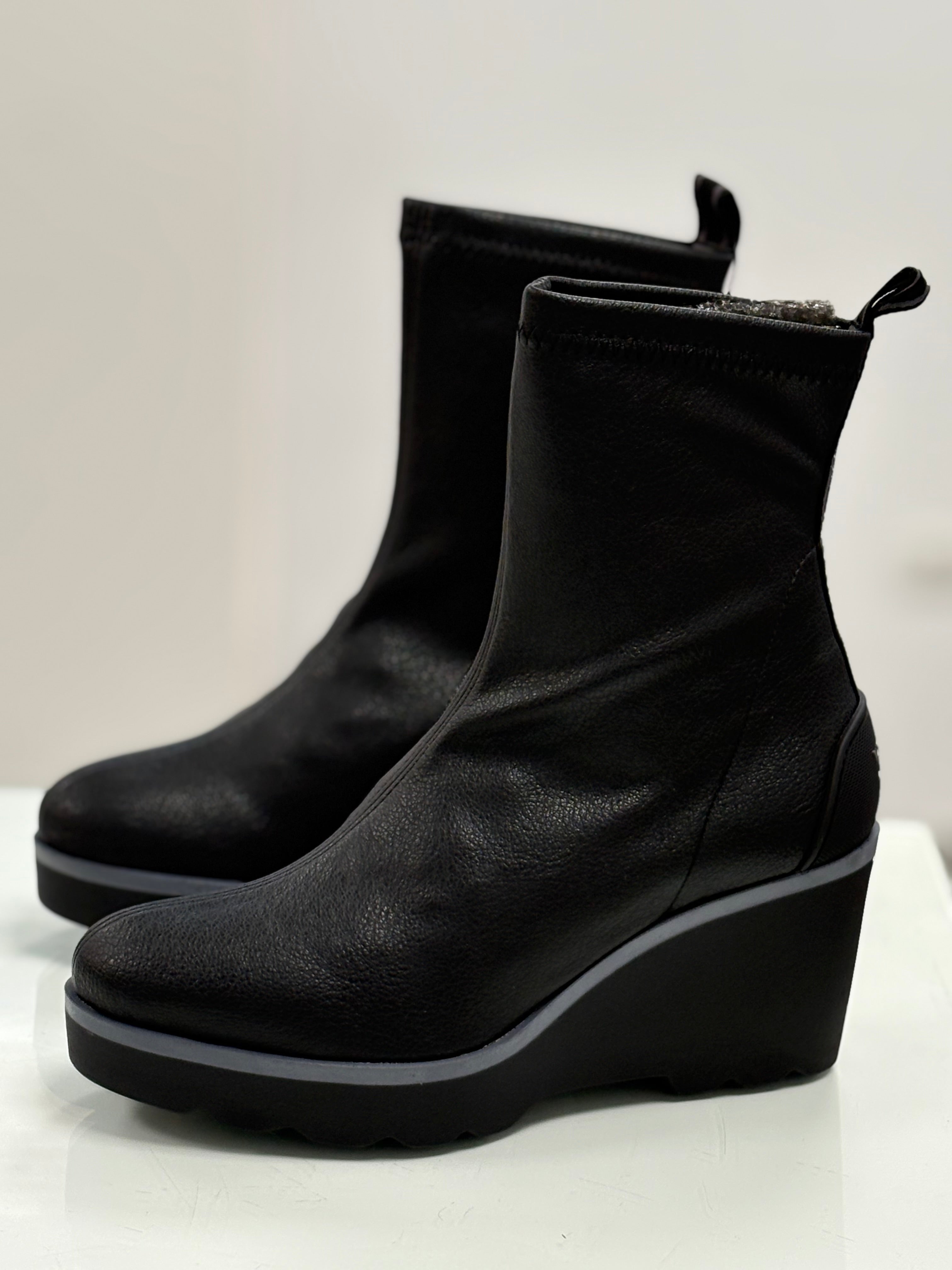 Pedro Miralles - Weekend - Botas licra cuña piel - Melinda Negro